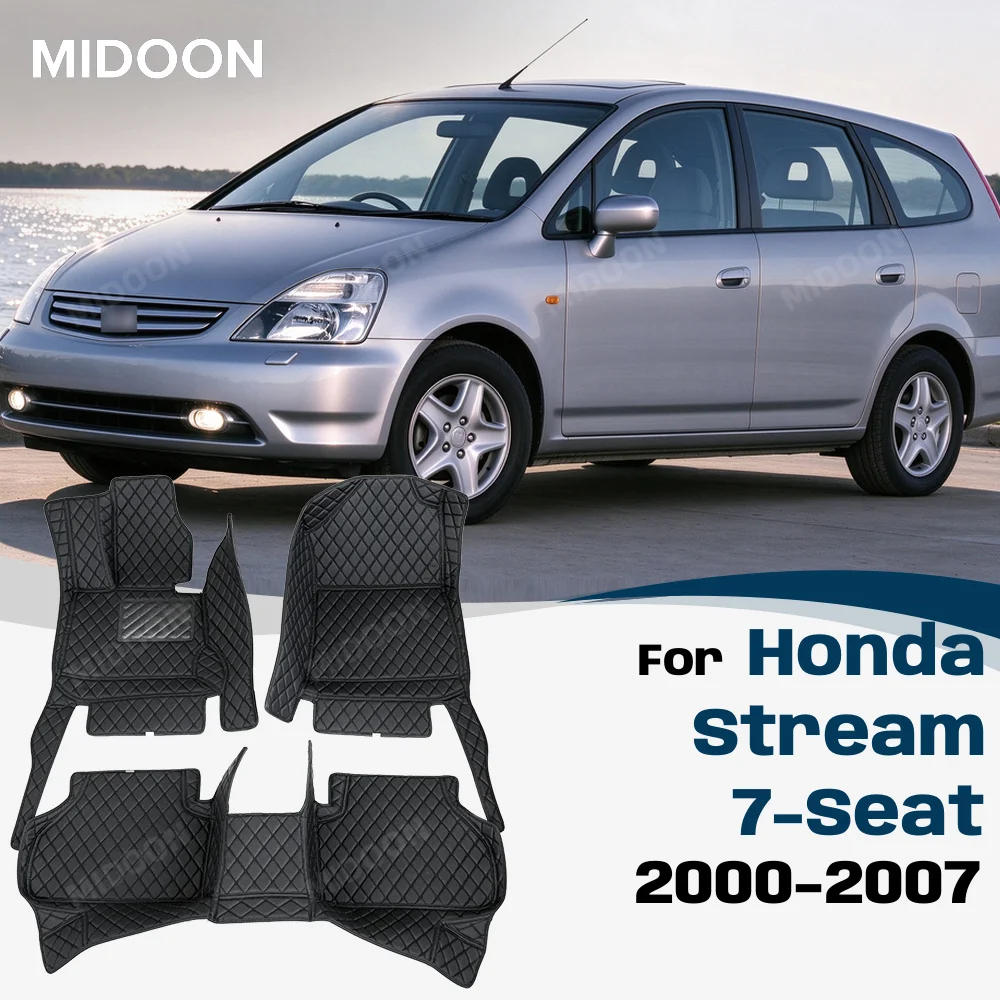 For Honda Stream 7-Seat 2000-2007 Custom Car Floor Mats Auto Carpet Cover Interior Details Accessories Protective Pad