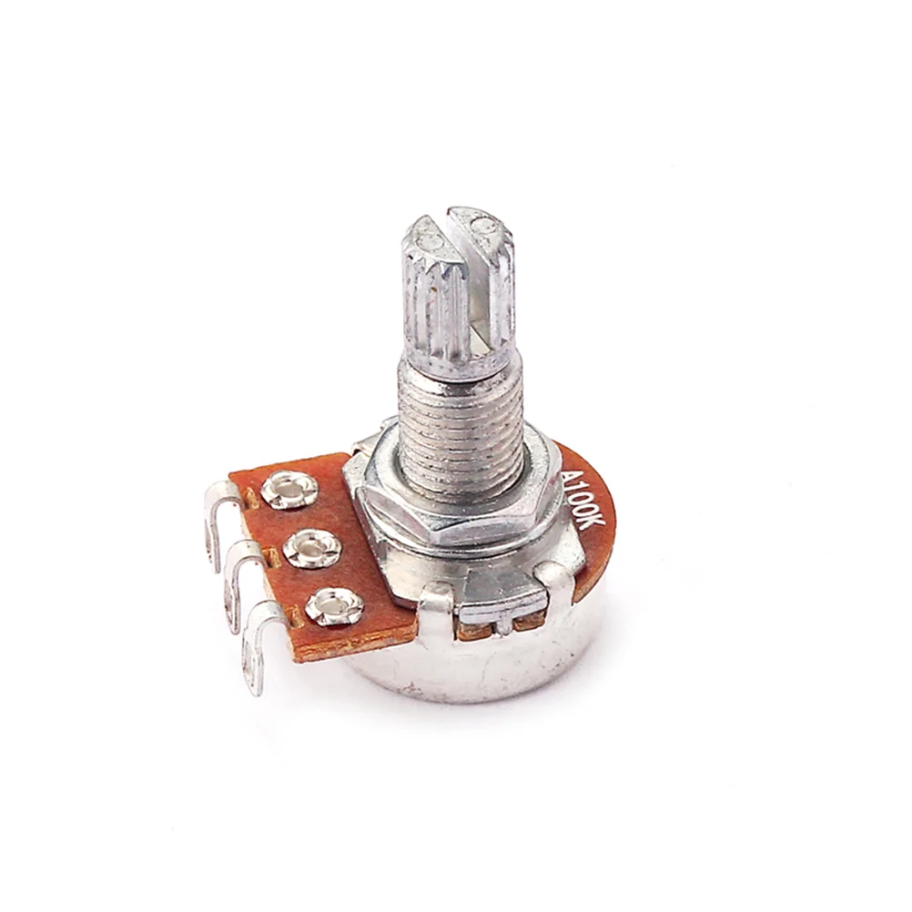 Guitar Accessory A100K Long Knurled Split Shaft Curved Pot Guitar Potentiometers Shaft Volume and Tone Controls