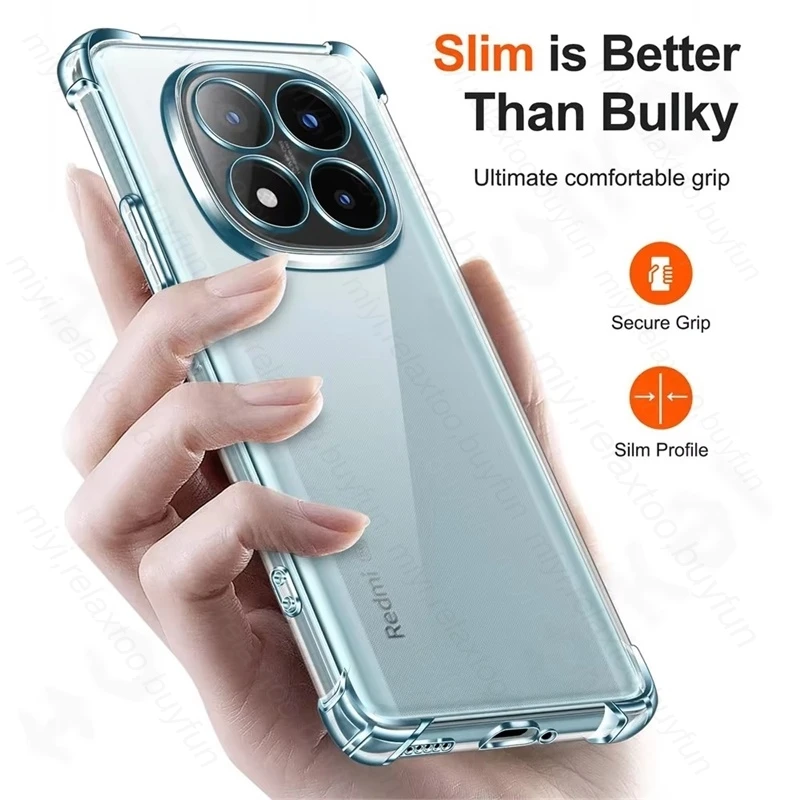 Shockproof Silicone Soft Case For Xiaomi Redmi Note 14 Pro 5G 4G Ultra-Thin Clear Crystal Shell Cover On Redmy Note14 Pro+ 2025