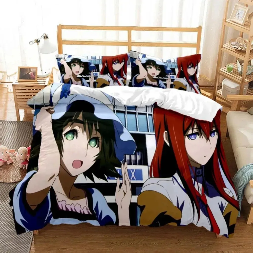 3D Print Anime Steins Gate Bedding Set Double Twin King Duvet Cover Comforter Pillowcase Boys Girls Adults Bedroom Home Textiles