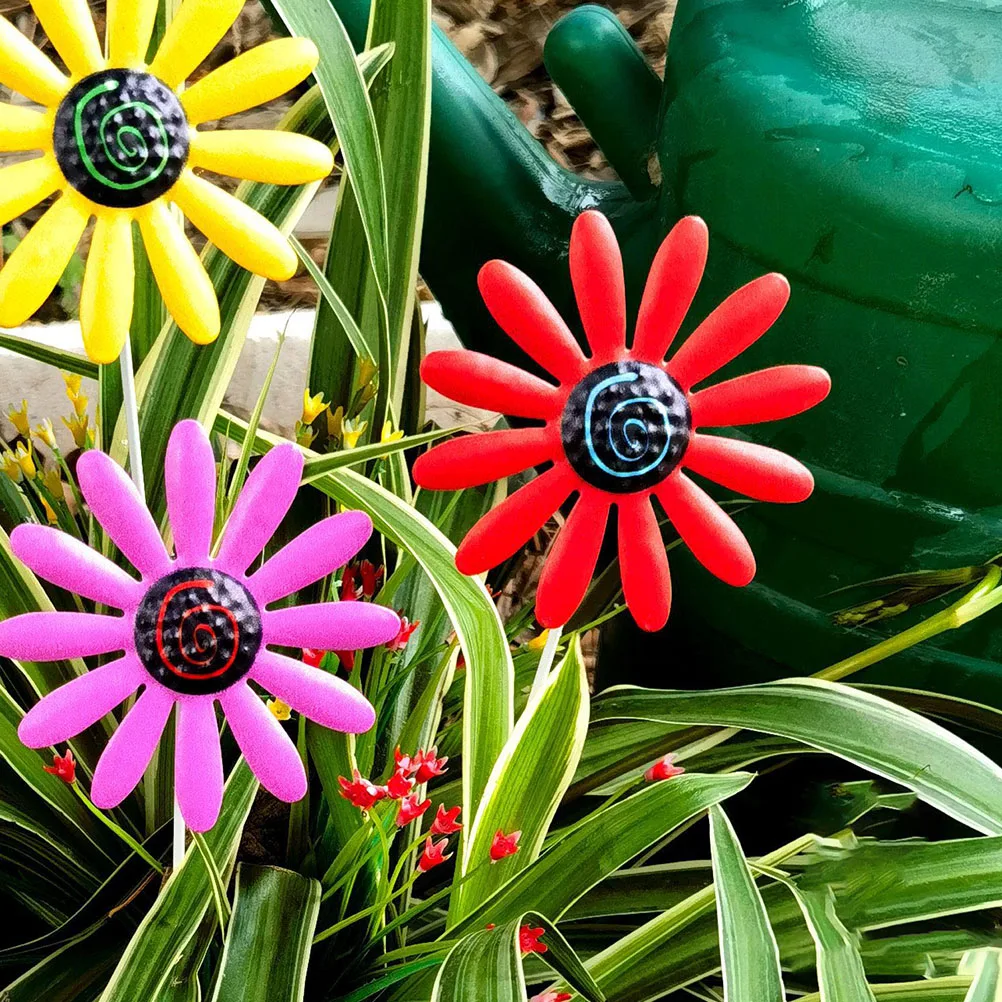Piquets de fleurs en fer de qualité supérieure, 4 pièces, décoration de jardin, Pot de jardinière d'extérieur, insertion de fleurs réaliste, ornement de paysage en métal
