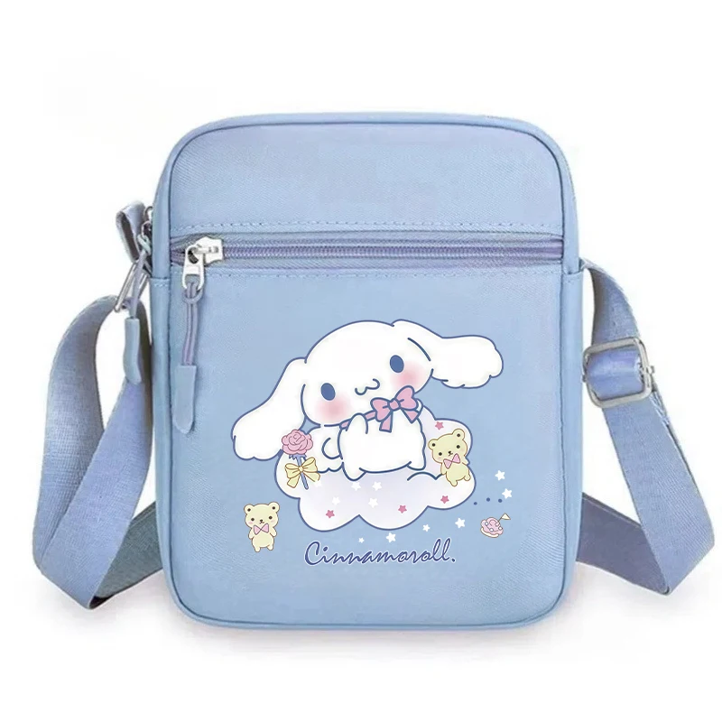 Cinnamoroll 만화 애니메이션 캐주얼 어깨 메신저 가방 Kawaii 소녀 소년 일일 여행 휴대용 동전 키 은행 카드 보관 주머니