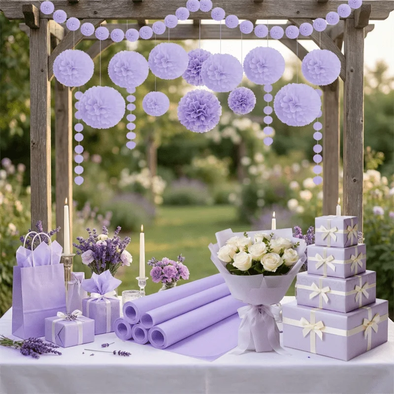 120 Sheets Lavender Tissue Paper, 11.8 X 11.8 Inch Acid-Free Wrapping Paper, for Gift Bags, Wedding, Mother's Day, Flower Bouque view 4