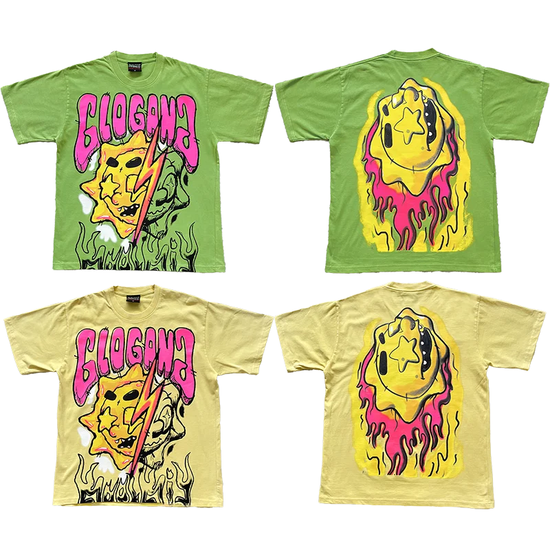 

Glo Gang Boyz Worldwide fiti Sle Printed ex Cotton ort Sve T-irt Breathable Youthful Summer Casual round Ne