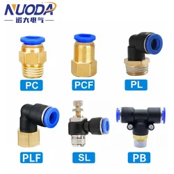 Pneumatic Air Connector Fitting PC/PCF/PL/PB/PLF 4/6/8/10/12mm Thread 1/8 1/4 3/8 1/2 Hose Tube Fittings Pipe Quick Connectors