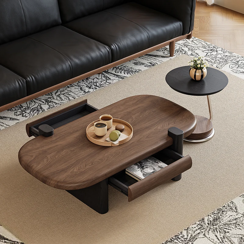 

The medieval style of the moon round coffee table is light luxury and high-end, the living room is a solid wood coffee table