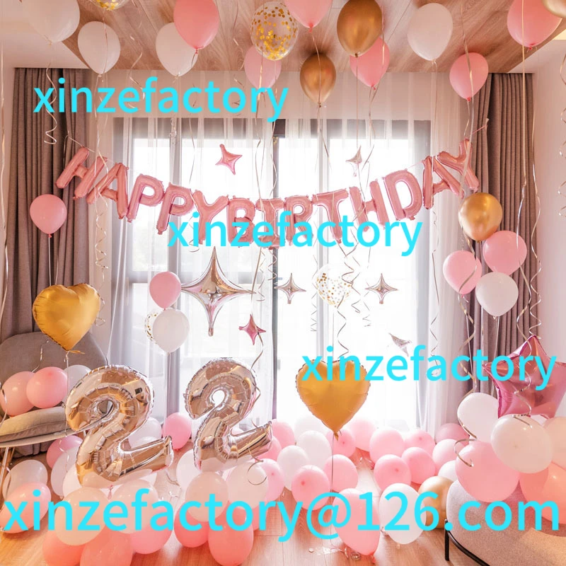 Customizable girl happy birthday balloon decorations scene arrangement