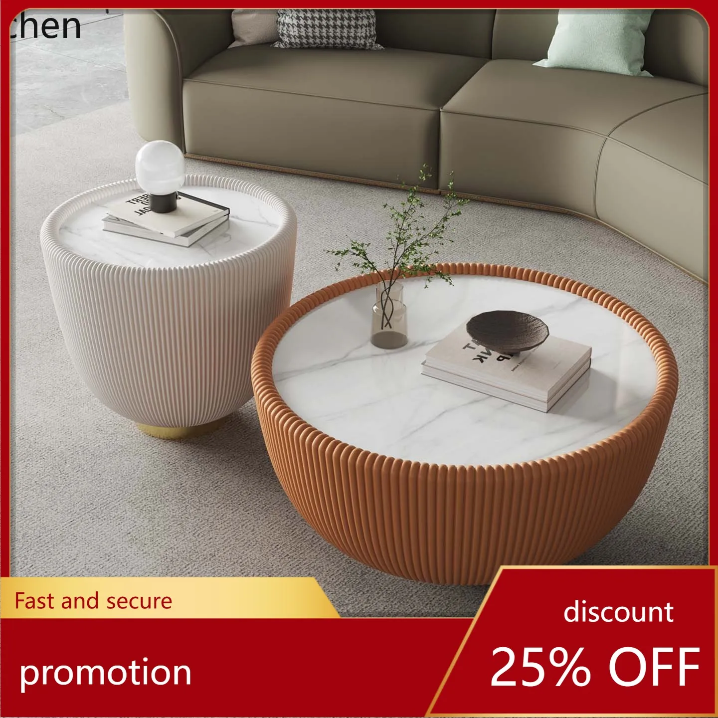 HXL Rock Slab Coffee Table Living Room Light Luxury High-End Feel Large and Small Combination Coffee Table