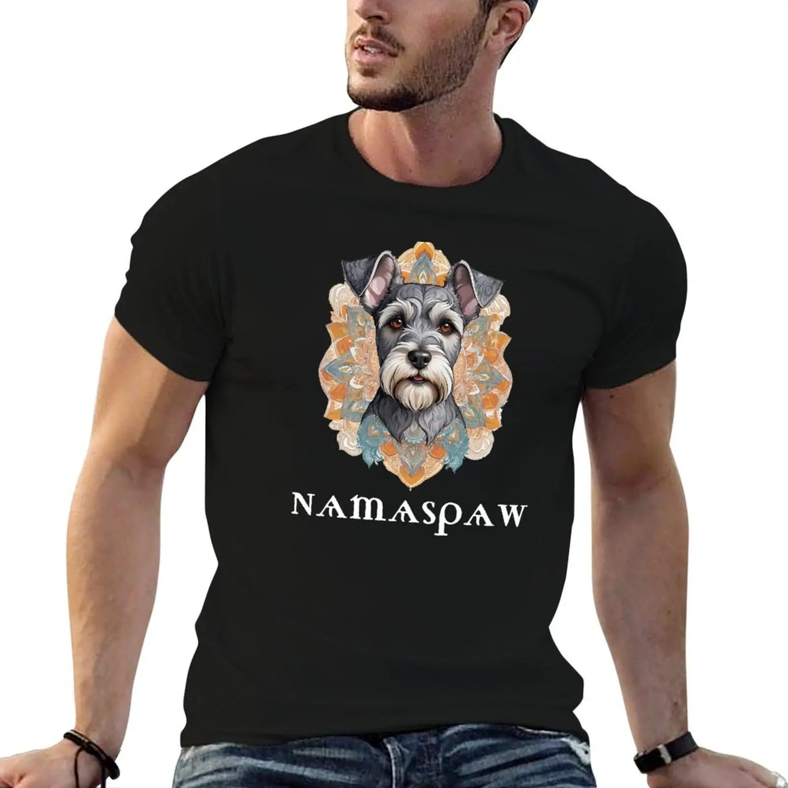 Namaspaw Schnauzer T-Shirt vintage anime stuff men t shirt