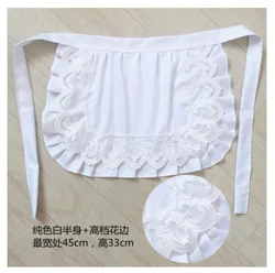 Short Half Waist Kitchen Cooking Apron Lace Bib Maid Costume Party Favors For Women Waitress Home Delantal Cocina