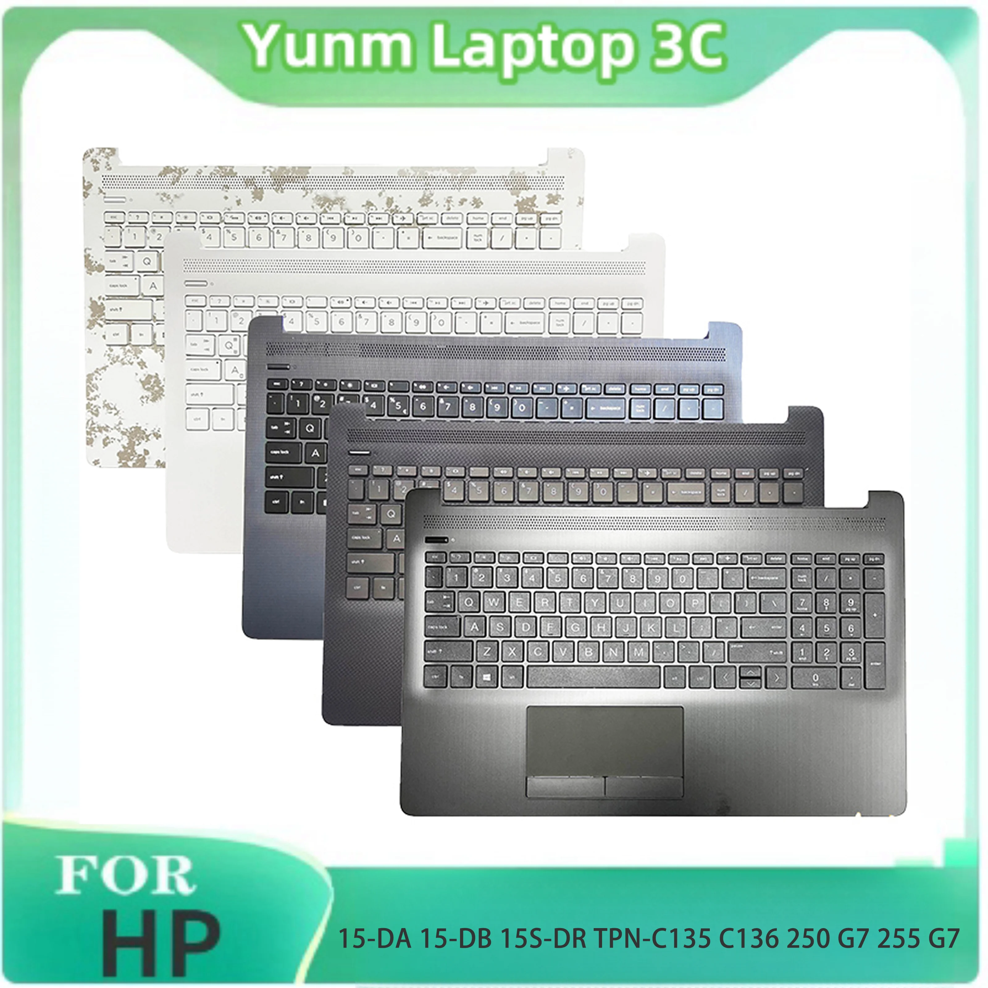 NEW US Keyboard For HP 15-DA 15-DB 15S-DR TPN-C135 C136 250 G7 255 G7 Palmrest Upper Cover With Touchpad L20387-001 L20386-001