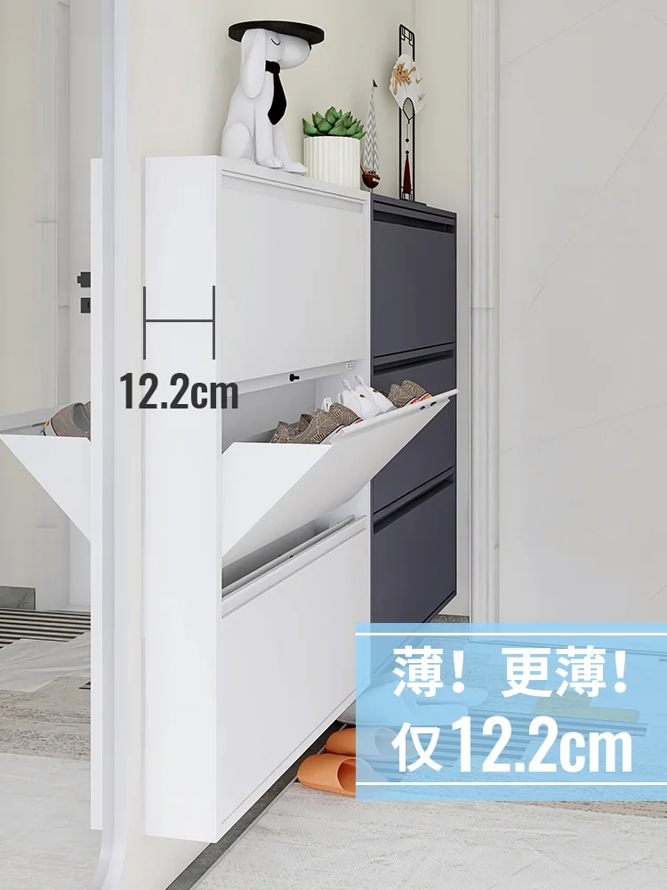 

12cm Ultra-thin Shoe Cabinet, Large-capacity Wall-hung Metal Extremely Narrow Porch Locker At Home Entrance.