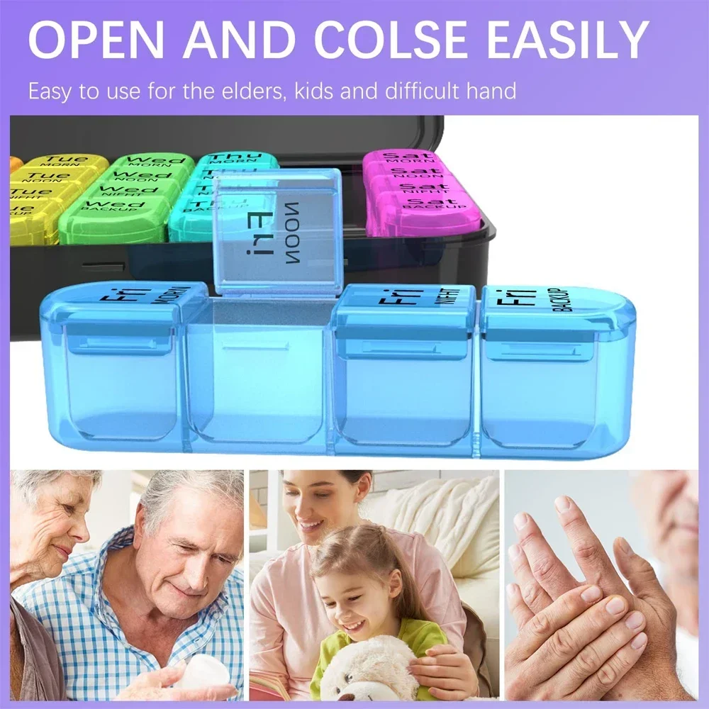 Weekly Pill Organizer, Large Pills Box 7 Day Medicine Organizer Pill Case Box Organizer Container, Daily Pill Box 3 Time a Day