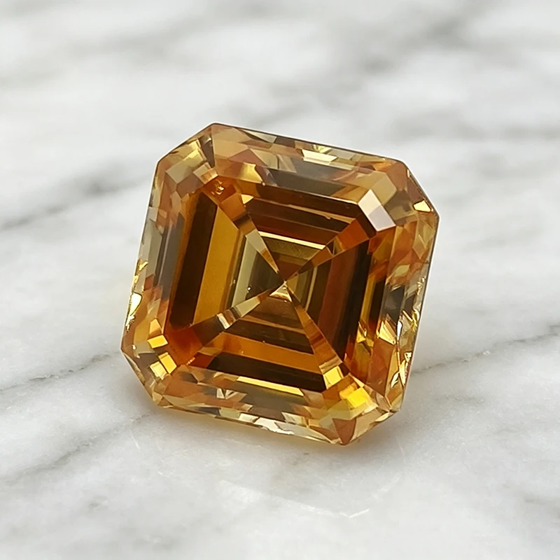 Moissanit-Stein in Champagner-Asscher-Form, Edelstein für hochwertige Schmuckherstellung von Ringen und Ohrringen, mit Zertifikat – Detail 3