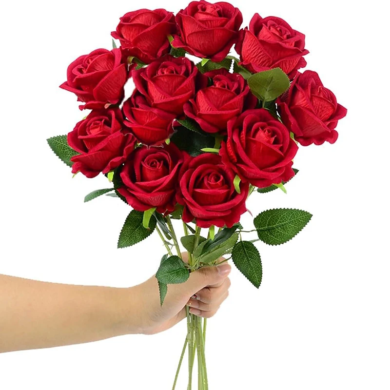 

Red Artificial Silk Rose Flowers Bouquet Fake Flower for Home Room Wedding Decoration Valentine's Day Mother's Day Gifts