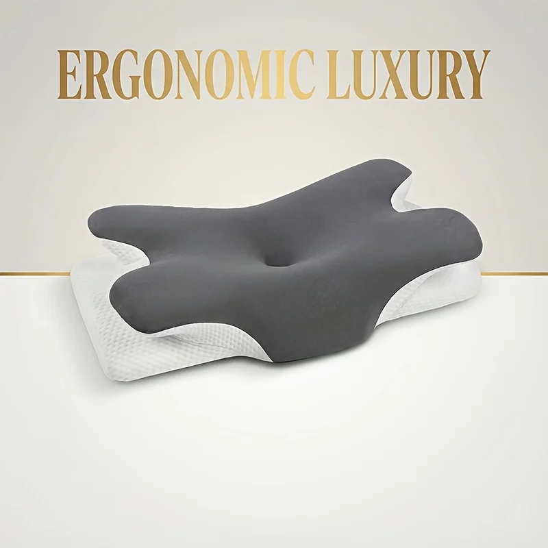 [Breathable Support] Ergonomic Neck Pillow | Breathable | Cervical Support, Design | Back & Side Sleepers | Parents & Elderly