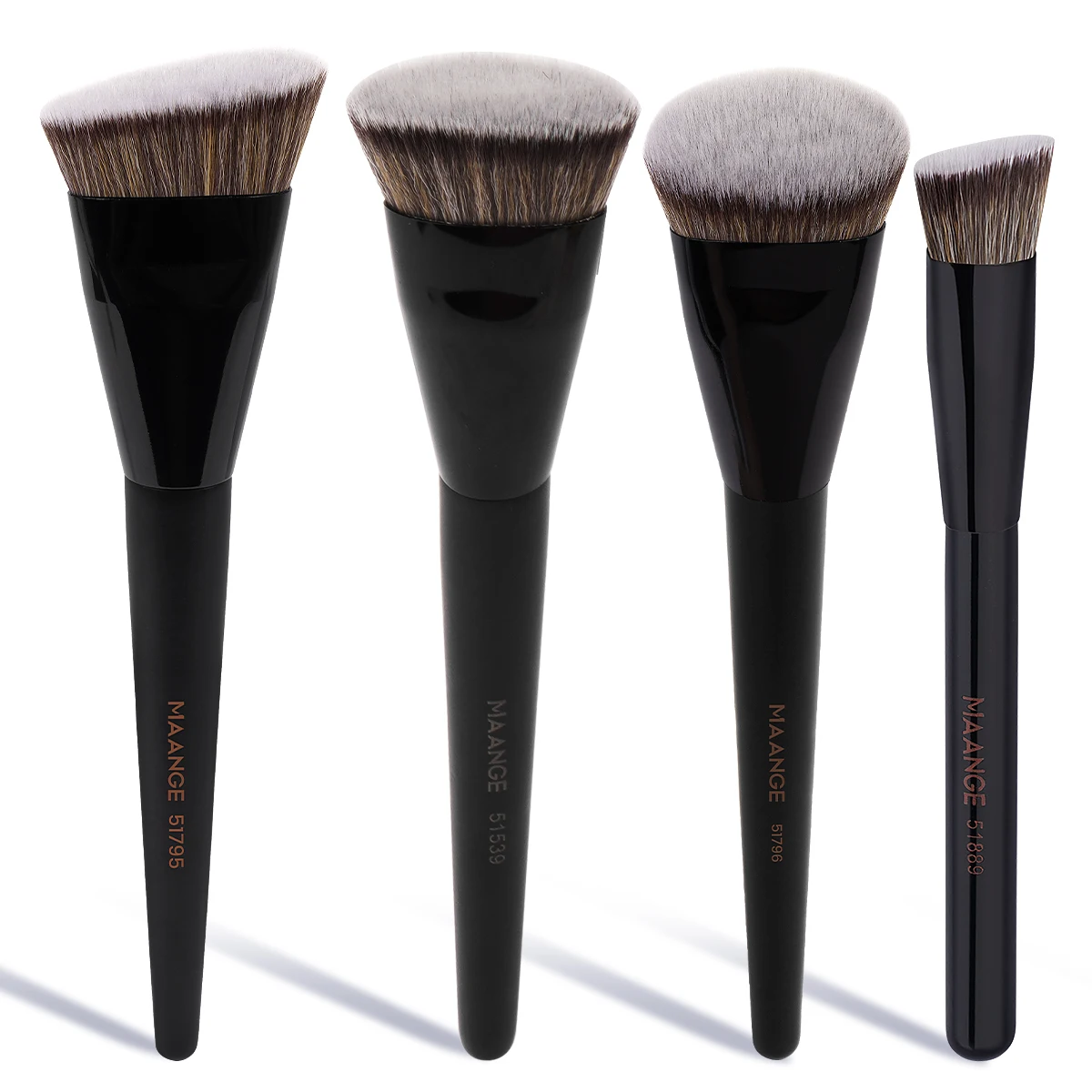 Juego de 4 Uds de brochas de maquillaje principales, brochas para base plana, brocha contorneada en ángulo, herramienta de maquillaje facial de cerdas densas para belleza femenina