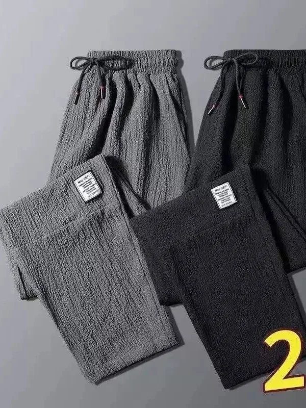 

Ice Silk Loose Straight Leg Workwear Pants Men's Summer Lightweight Breathable Casual Loose Fit Long Trousers for Labor