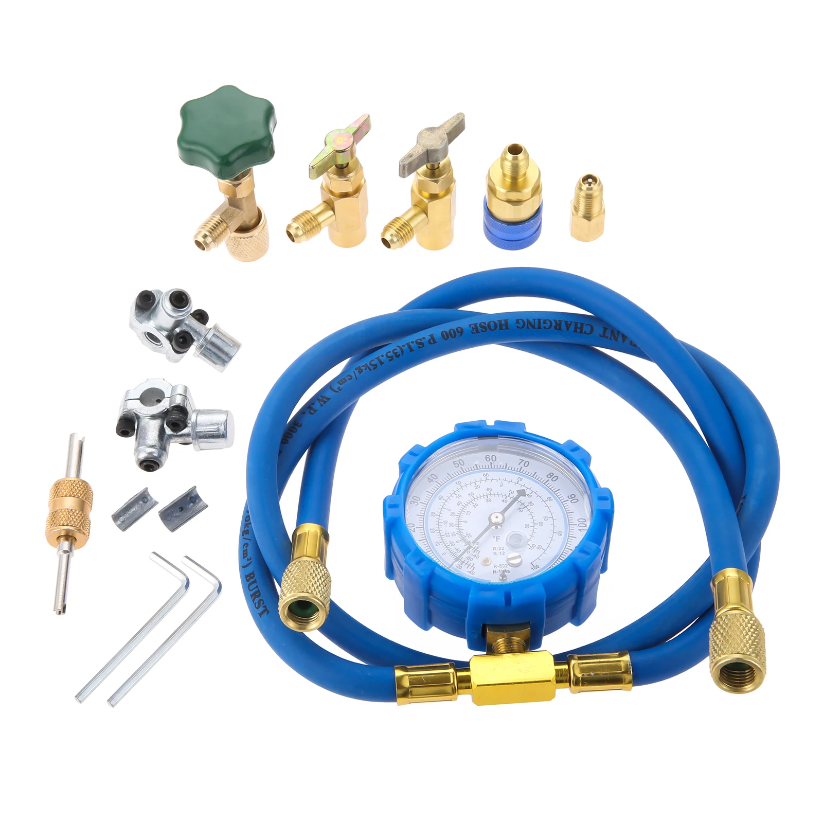 1Set A/C R134A Refrigerant Recharge Kit for R12 R22 R502 Tank Adapter Can Tap Quick Coupler BPV31 Line Tap Valve with Gauge Hose