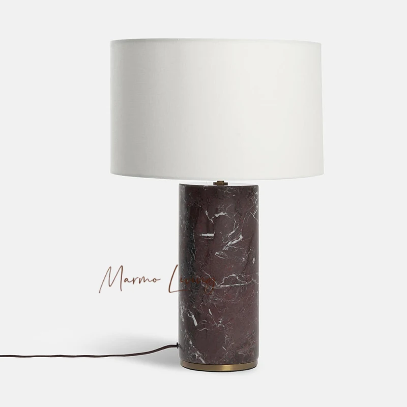 

American Retro Natural Marble Decorative Table Lamp Hotel Lobby Furnished Desktop Lamp Household Bedroom Decorative Table Lamp