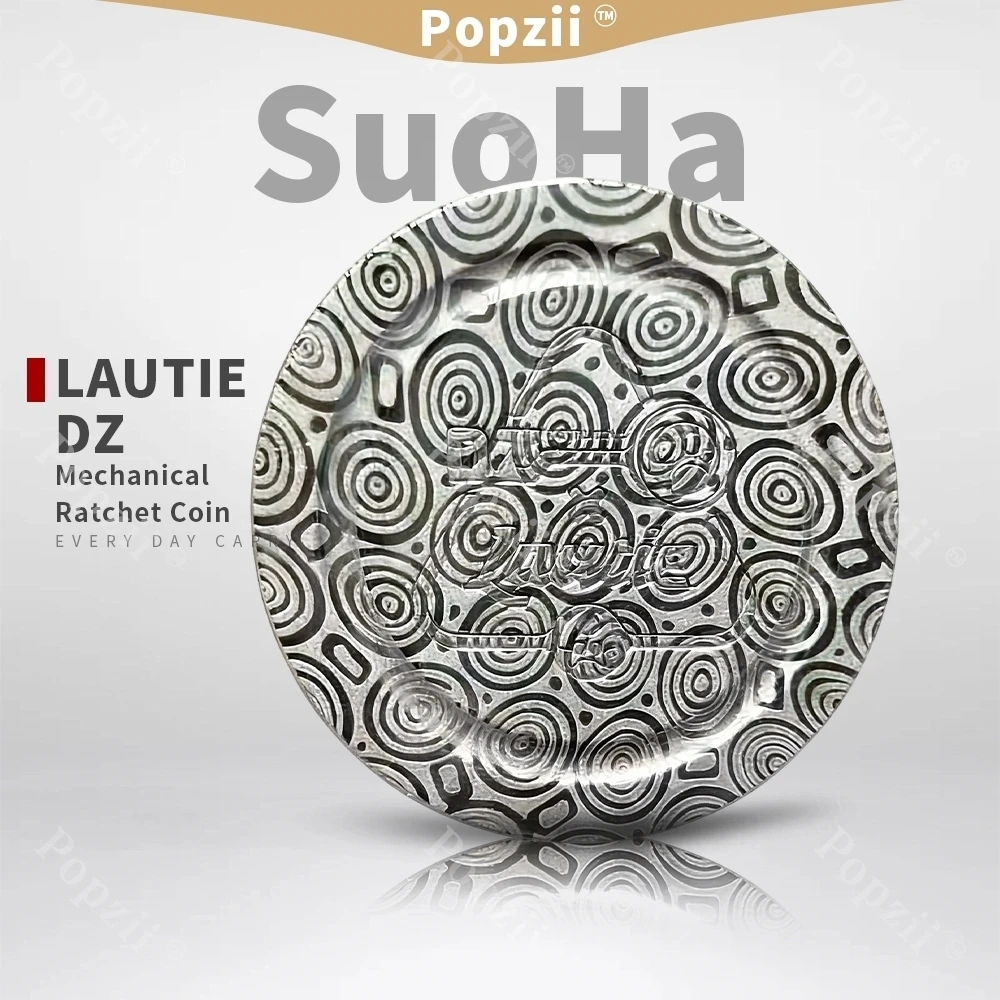 LAUTIE & Dz Stainless Steel DIY Coating Mechanical Ratchet Coin Stress Relief Toy Fingertip Tricks EDC Flips Decompression Toy