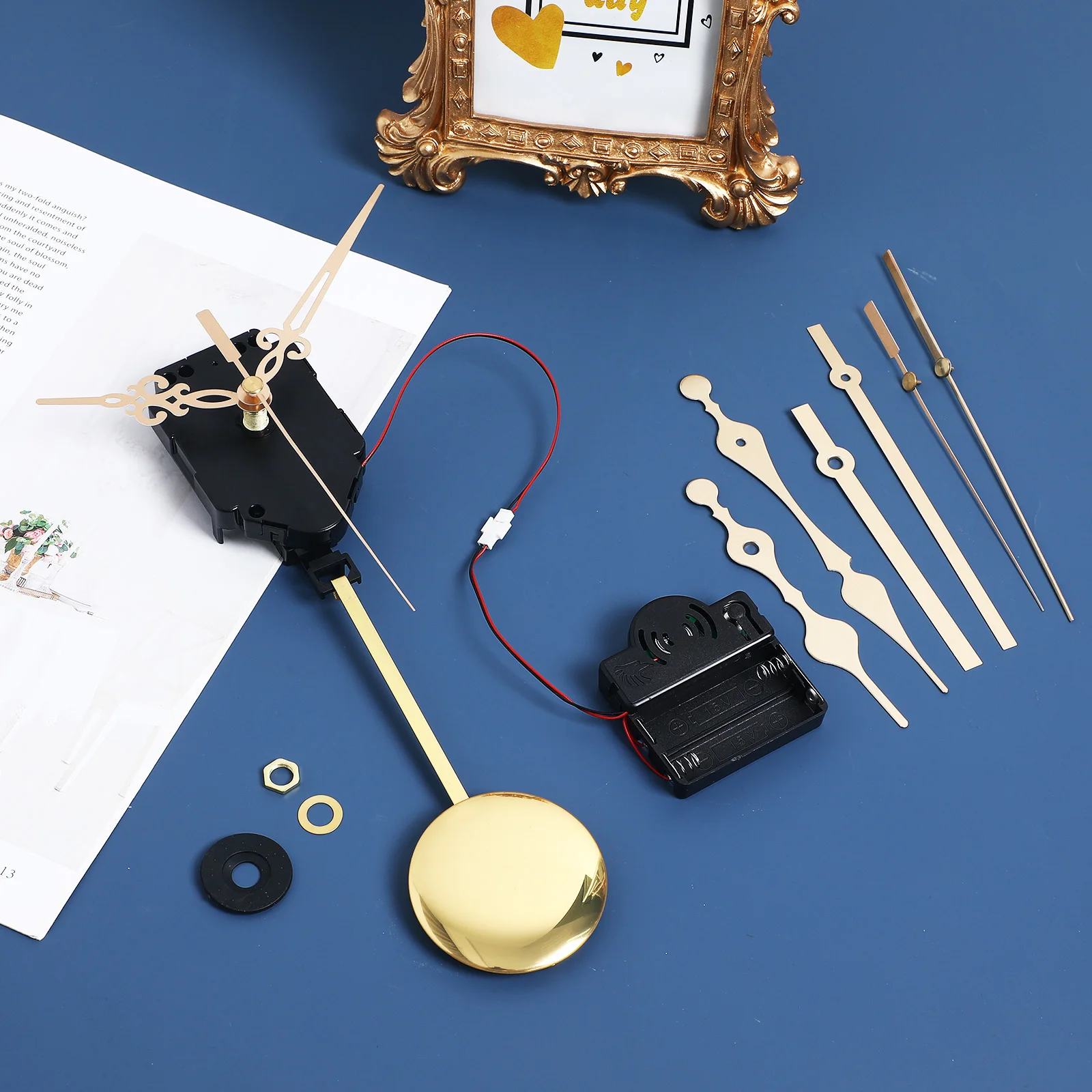Quartz Pendulum Movement Set 3 Golden Metal Plastic DIY Wall Clock Kit Mechanism Replacement Clock Parts Accessories