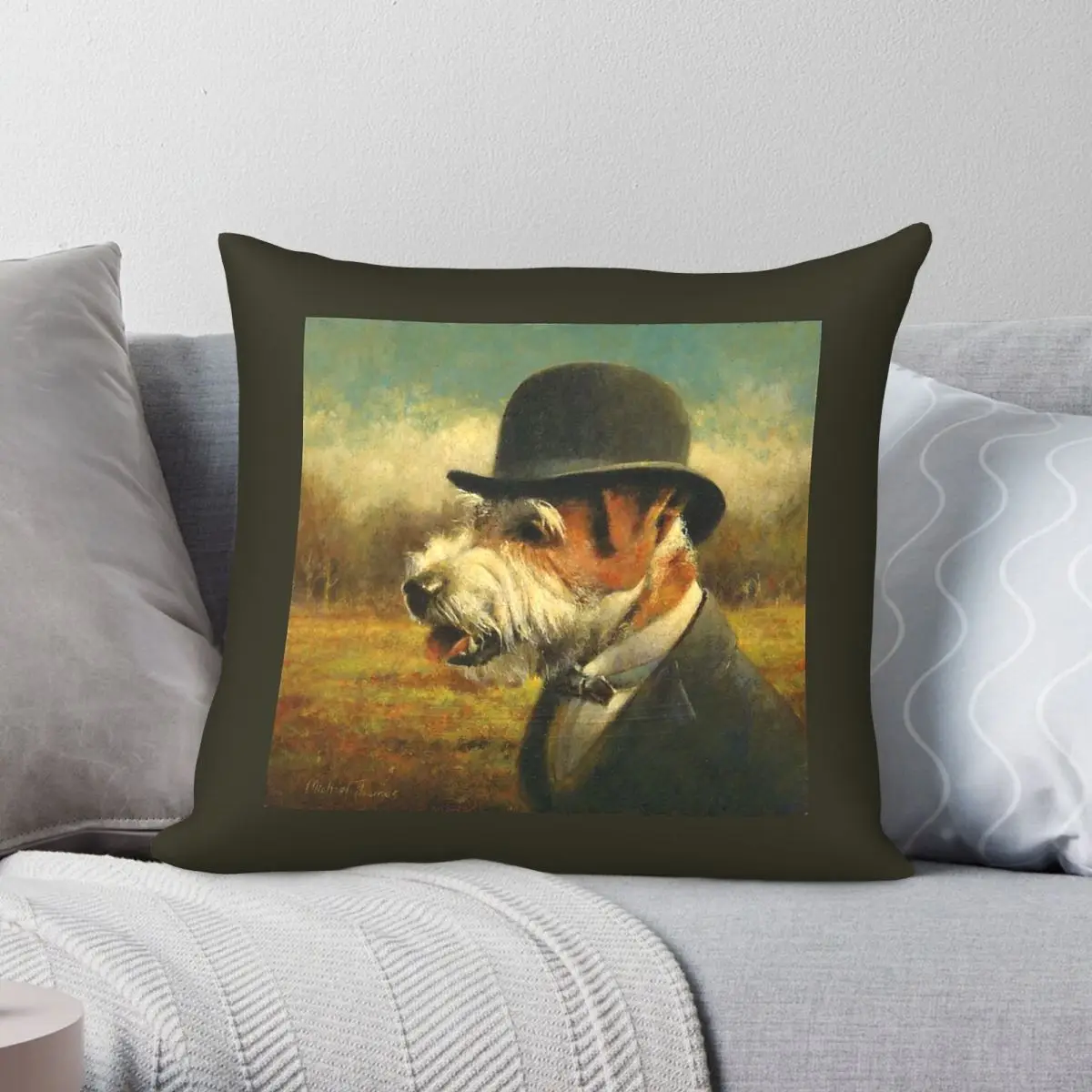 Vintage Jack Russell Square Pillowcase Polyester Linen Velvet Pattern Zip Decor Bed Cushion Cover