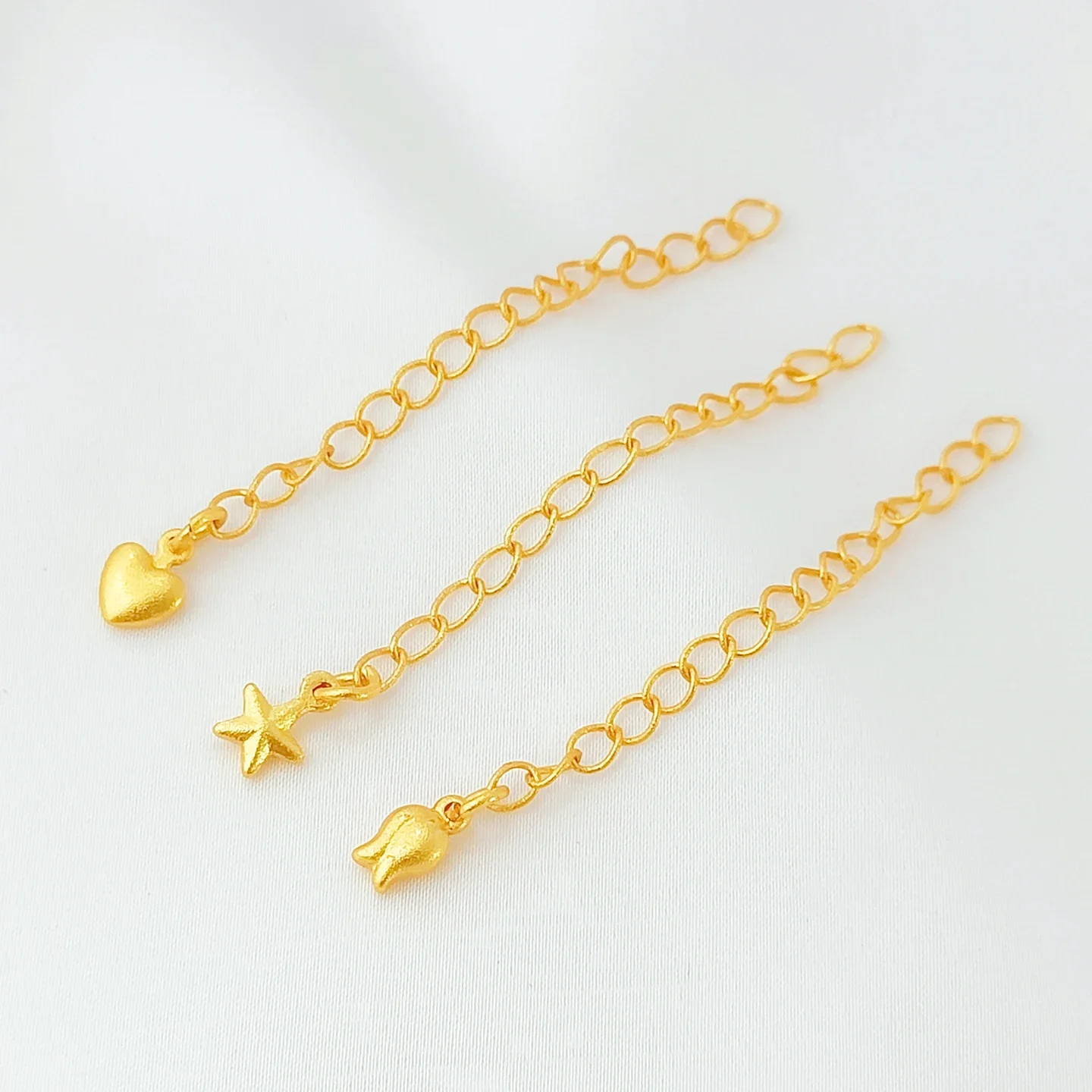 

Diy Copper Plated 18K Sand Gold Flower Bud Heart Heart Extension Chain Bracelet, Necklace Accessory