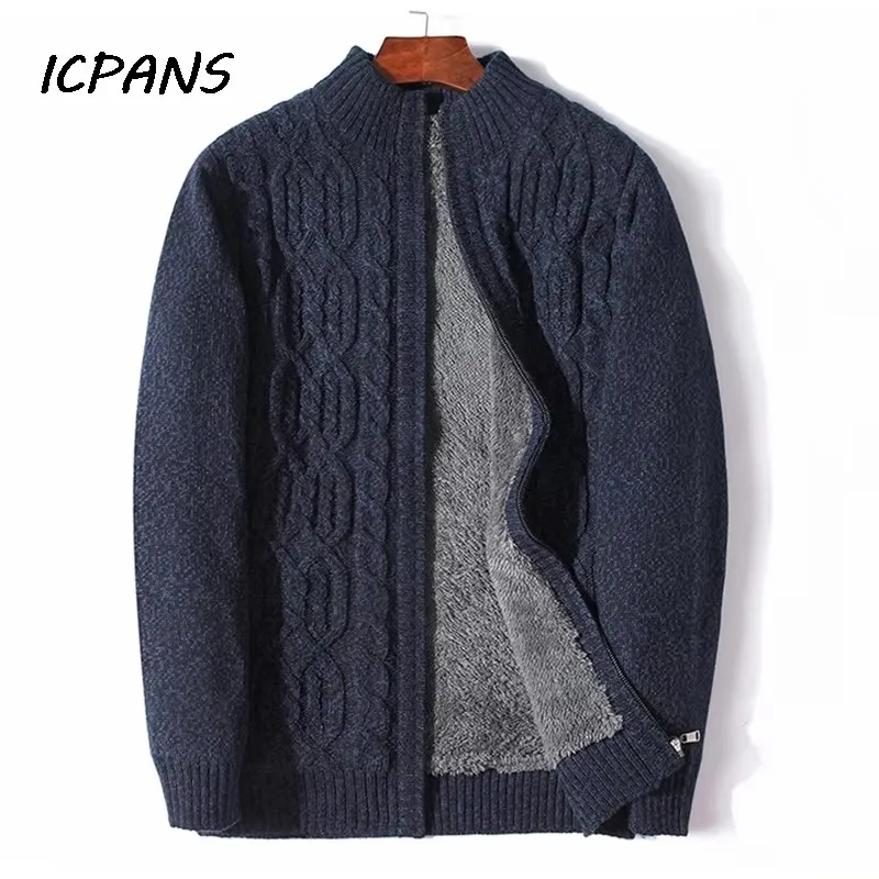 

Утепленный теплый зимний кардиган, кашемировая шерстяная подкладка, зимний свитер, мужская водолазка с цветочным узором, мужские куртки Knintted, пальто
