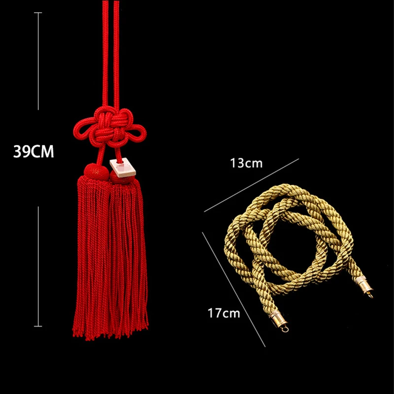 JDM Kin Tsuna Rope Knot Fusa Kiku Knot Silver Red For Auto Rearview Mirror Pendant Fastening Ornaments Car Interior Accessories