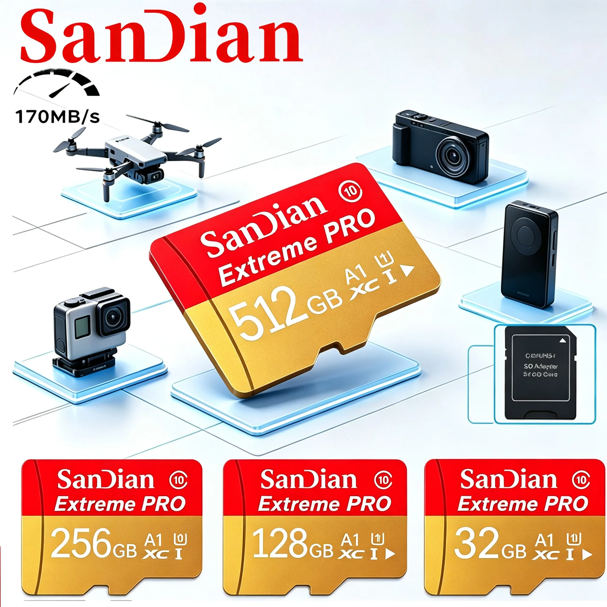 64GB 512GB 128GB 32GB Micro TF SD Card TF Cards SD Cards Memory Card for Tablet/MP3 Player/Camera/Drone Camera/Baby Monitor