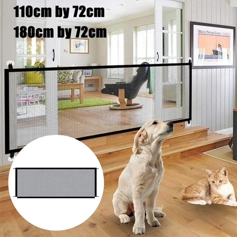 1PC Portable Dog Safety Door - Durable Nylon Barrier, Pet Guard Rail, No Drilling Required for Stairs and Balcony