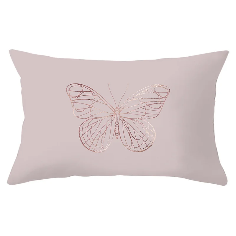 Rose Gold Pink Geometric Cushion Cover 30x50cm Abstract Leaf Pillow Case Home Decoration