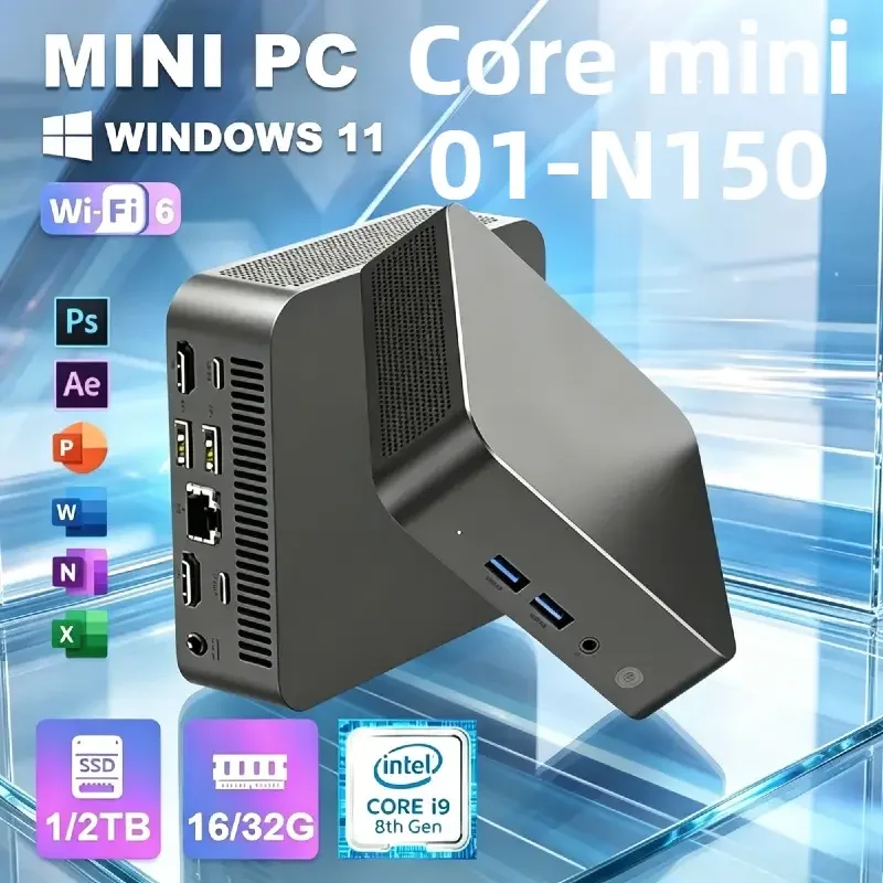 MINI PC Windows 11 Intel Core N150 i9 10980HK DDR4 16GB 32GB SSD 1TB 2TB Computer Gaming BT5.2 Portable Desktop PC Gamer