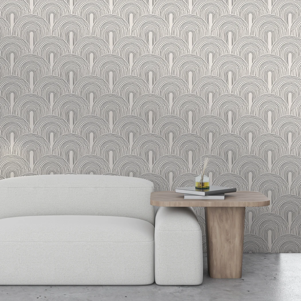 Geometric Arch Peel and Stick Wallpaper Rainbow Black Grey Removable Self Adhesive Wallpaper for Bedroom Living Room Decor