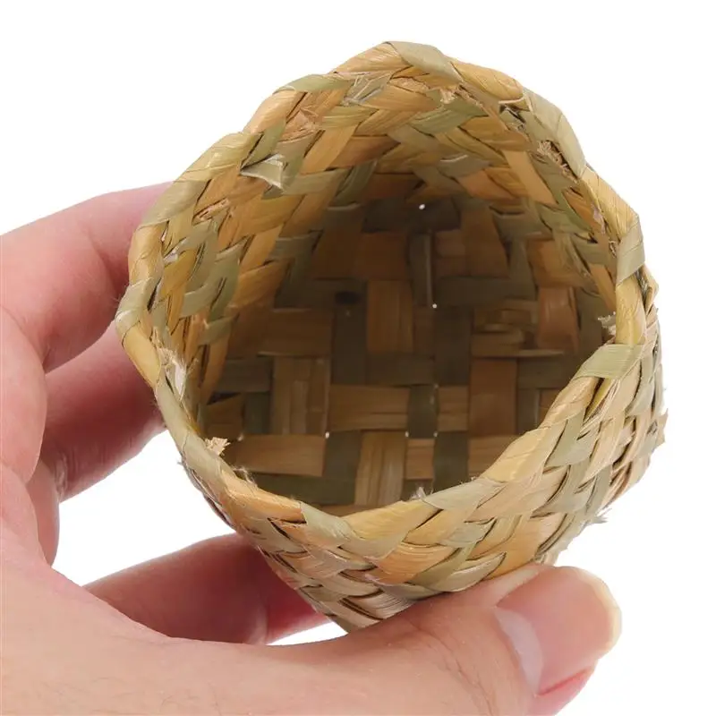 10pcs Straw Woven Candy Boxes Engagement Ring Box Mini Candy Basket Gift Container Wedding Party Favors