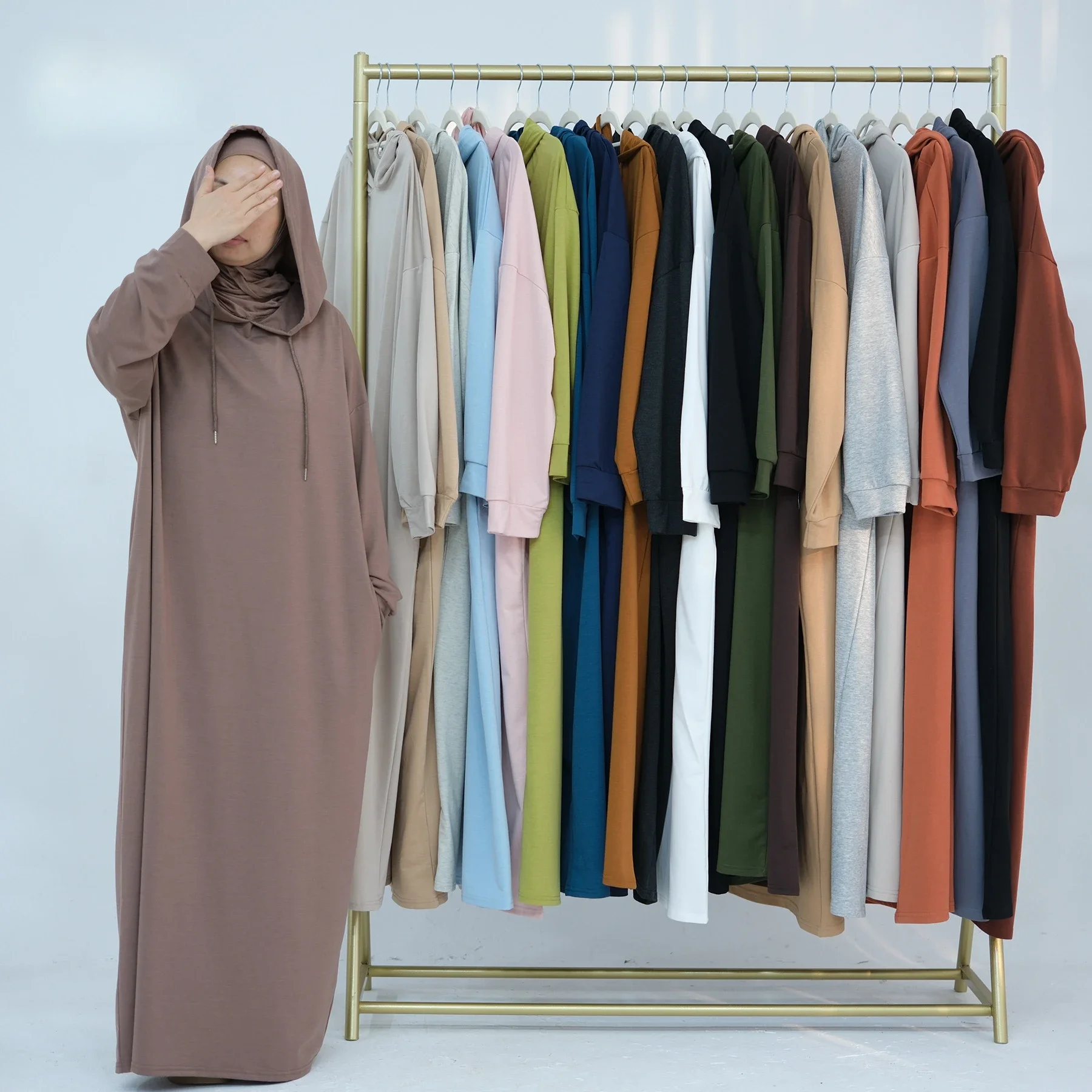 Plain Hooded Abaya Muslim Dress Sweatshirt Abayas for Women Dubai Luxury Turkey Casual Wear Islamic Clothes Kaftan Robe Djellaba