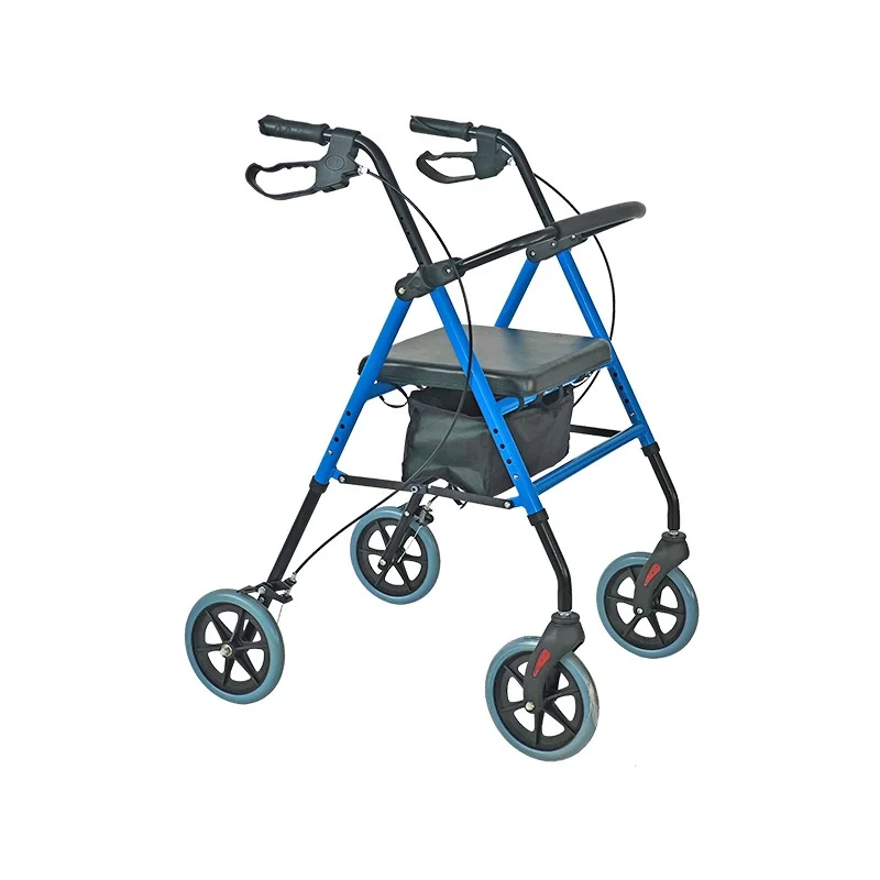 Elderly Walker, Aluminum Alloy Rehabilitation Walking Device, 100KG Hand-pushed Walker with Seat, Anti-fall Mobility Aid