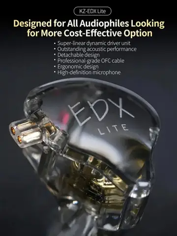 KZ EDX Lite HIFI Bass Earphones Stereo Music Earbuds In Ear Monitor Stage Live Headphones Gaming Sports Headset