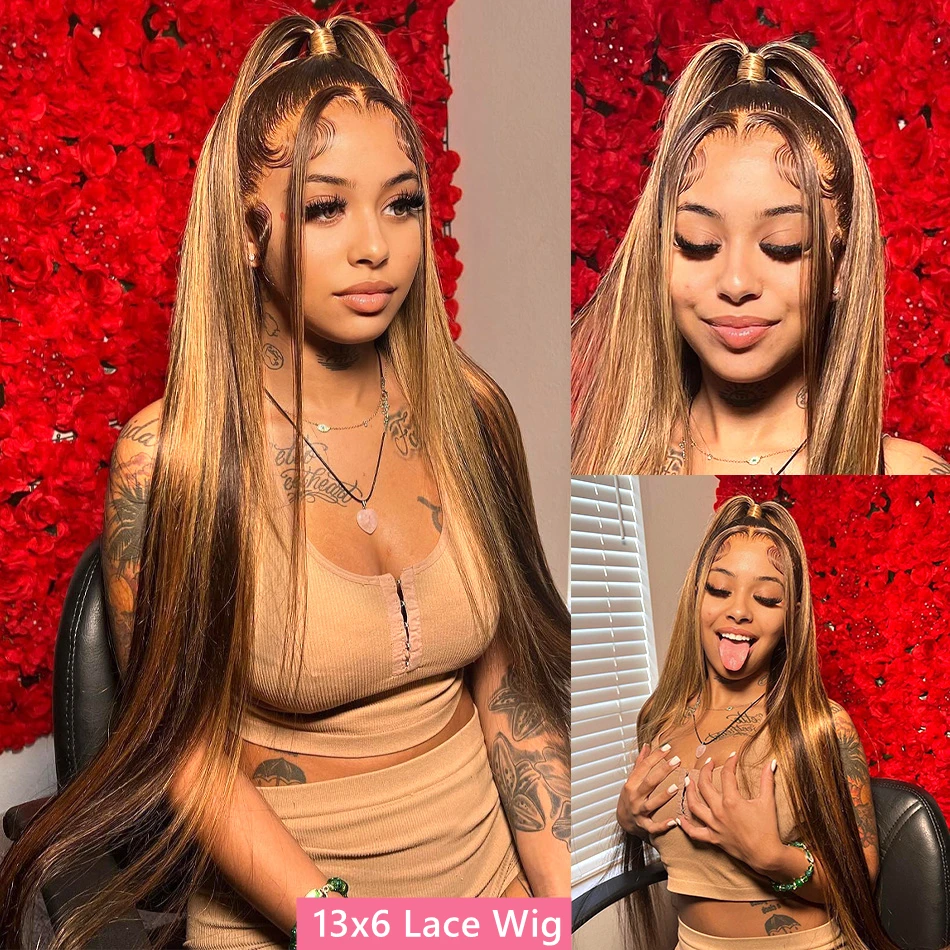 Straight Highlight Wig Human Hair Ombre HD Lace Wig 13x6 Human Hair glueless 13x6 lace frontal wig  Colored Wigs cheap wigs