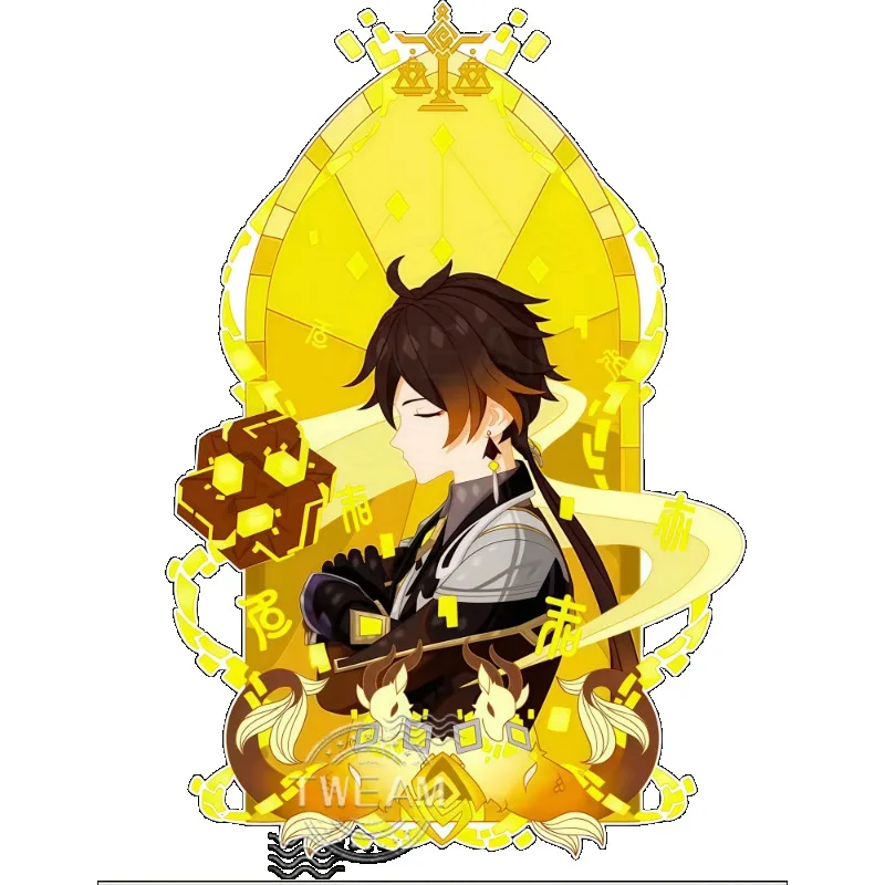 

Мультяшная анимационная игра Genshin Impact, аниме-наклейки, Ganyu Wanderer Zhongli, украшение для студенческого багажа, наклейки на стену