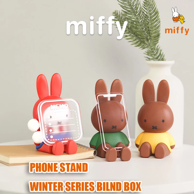 Kawaii Miffy Figure Cartoon Winter Series Creative Desktop Ornaments Multi Functional Phone Stand Anime Accessories Perfect Gift