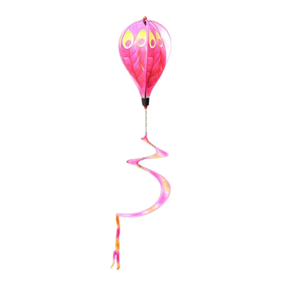 

Rotating Design Hot Air Balloon Transparent Material Bright Film Wind Spinner Colorful Design Glitter Effect Garden Windmill