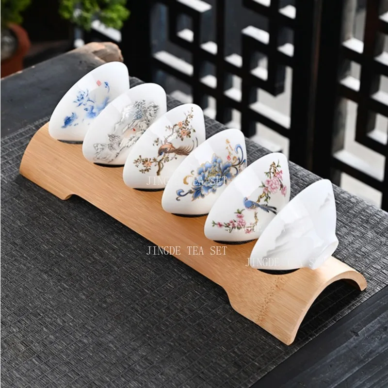 

8pcs Sheep Fat Jade Bucket Hat Cup White Porcelain Kung Fu Tea Cup Household Chinese Style Hospitality Tea Cup Kung Fu Tea Set
