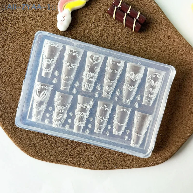 【ZYAA-1】3D Cake Cream Skirt Bowknot Ribbon Acrylic Mold Nail Art Decorations DIY Design Silicone Nail Art Mold Template Charms