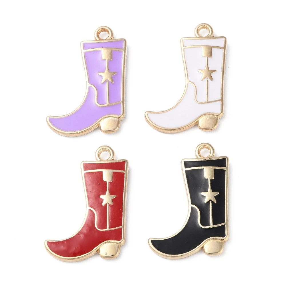 100Pcs Cowboy Boot Charms Enamel Western Cowgirl Boot Pendants for Jewelry MakingWomen Necklace Earrings Craft DlY Findings