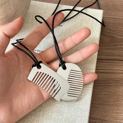 Stainless Steel Comb Pendant Necklace for Women 2024 Trend New Delicate Design Jewelry Fashion Accessories
