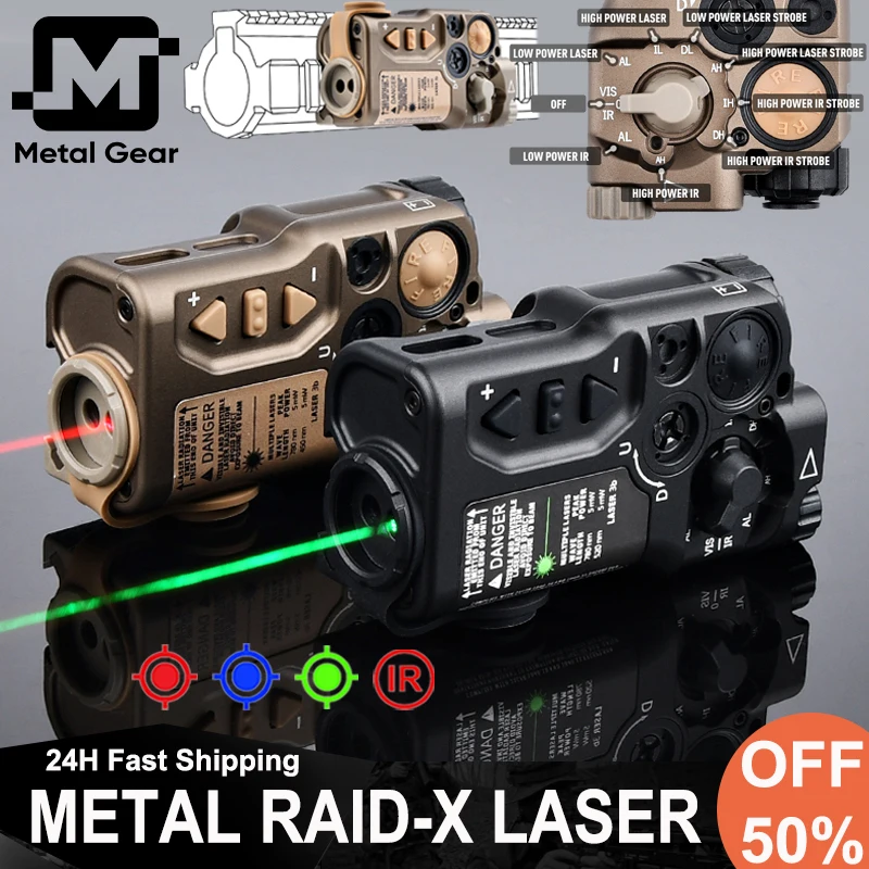 

WADSN Metal RAID-X Indicator IR Sight Strobe Tactical Red Green Blue Dot RAID Laser Zeroing Adjustment Hunting Flashlight Mount