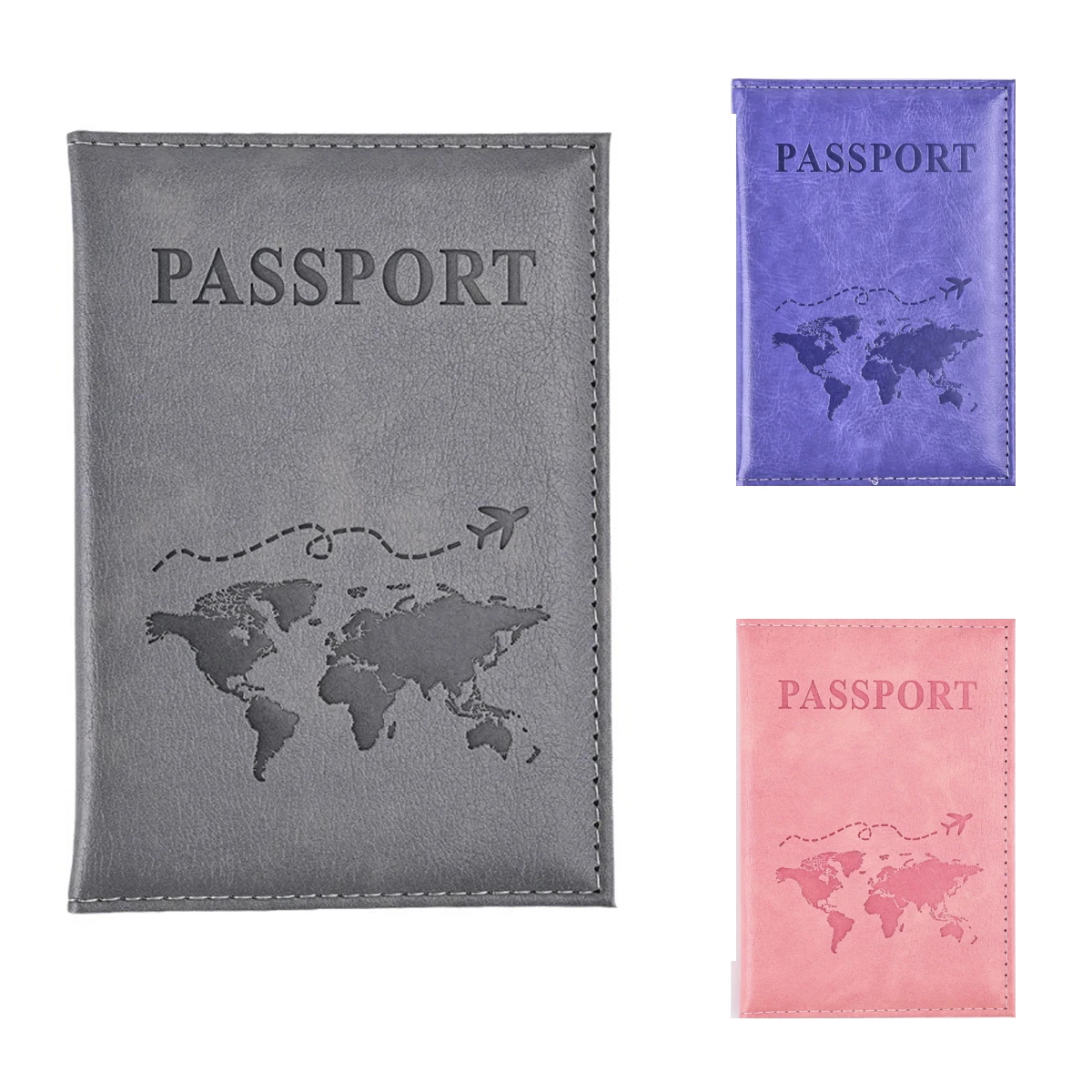 Mapa padrão pu porta-passaporte feminino me capa de passaporte carteira de viagem clipe de bilhete de vôo id titular do cartão de crédito acessórios de viagem