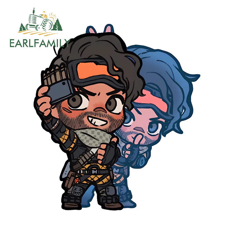 EARLFAMILY 13cm × 11.6cm Gibraltar Apex Legends Chibi Car Stickers Eye-catching Personal Decals Creative Sunscreen Car Wrap